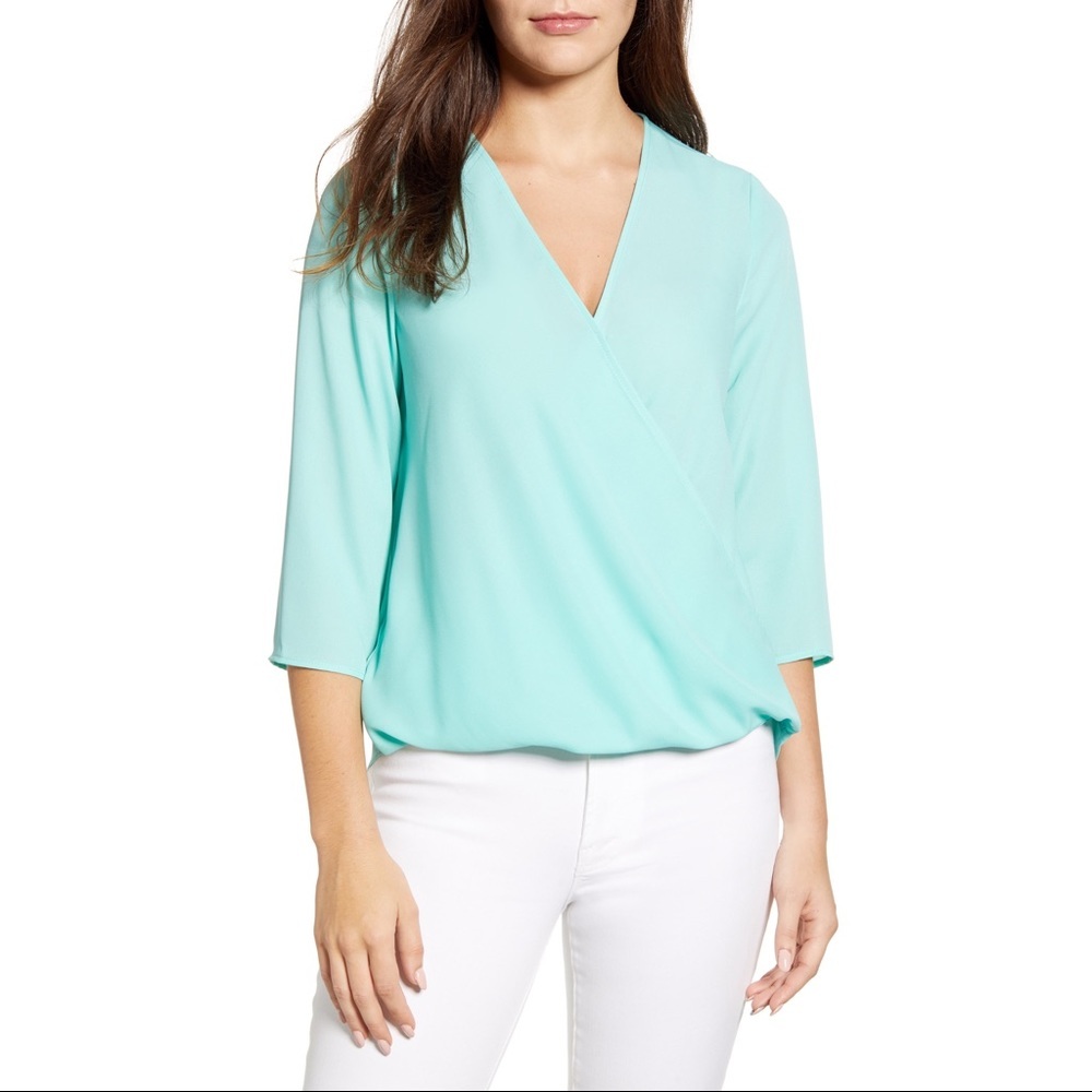 Gibsonlook Surplice Blouse Bracelet Length Sleeves